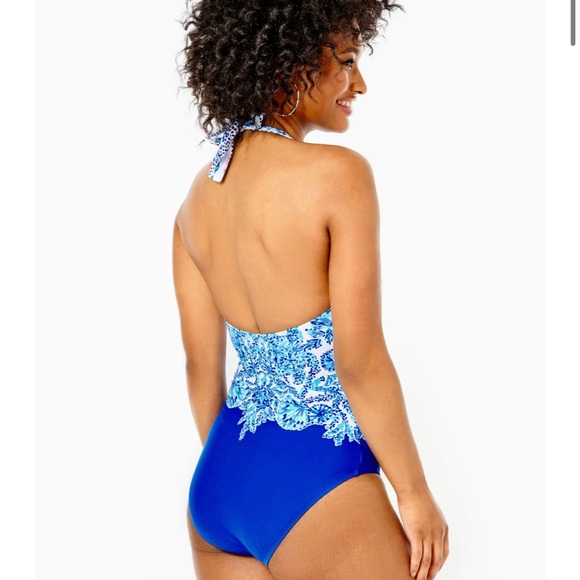 Loraline One-Piece Swimsuit - Turquoise Oasis Shell Me You Love Me Engineered 14 - Picture 3 of 8